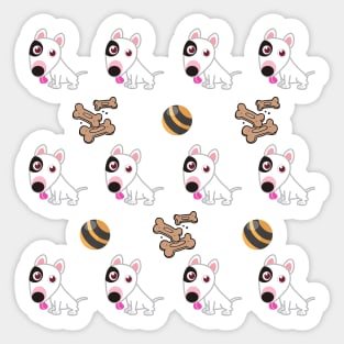 Pitbull with ball and dog treats pattern Sticker